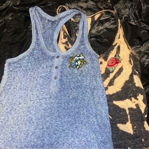 American eagle Blue and Black Tank Tops with Floral Embroidery size s/m